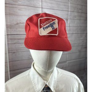Vintage Delco Freedom II Snapback Trucker Hat Red Funkap Patch Adjustable USA